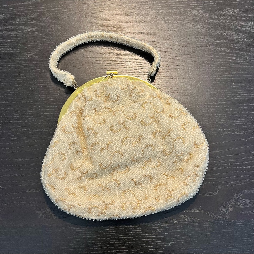 Vintage Beaded Handbag with Gold Frame